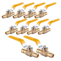 10 Pcs 1/2" PEX Expansion Ball Valve, Yellow (Lead Free)