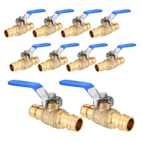10 pcs 3/4" pex expansion ball valve, blue (lead free)