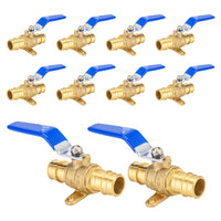 10 pcs 3/4" pex expansion drop ear ball valve, blue (lead free)
