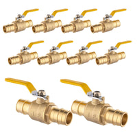 10 Pcs 1" PEX Expansion Ball Valve, Yellow (Lead Free)