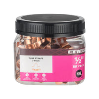 pro 50 pack 1/2" copper pipe straps, two hole