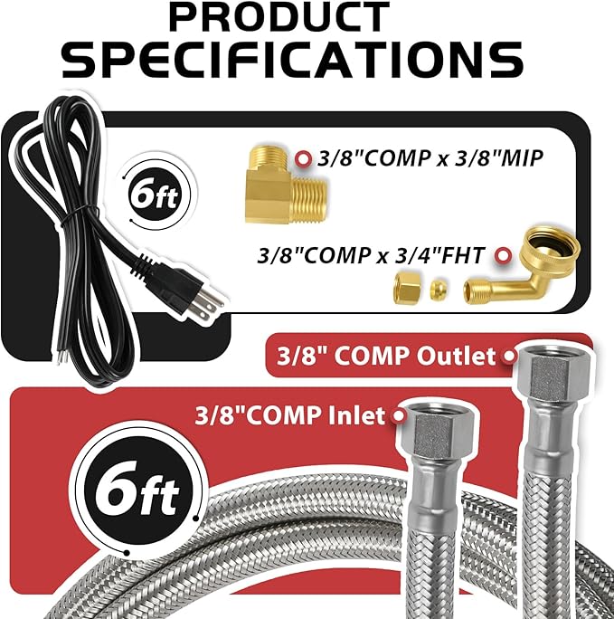 dishwasher installation kit, 3/8