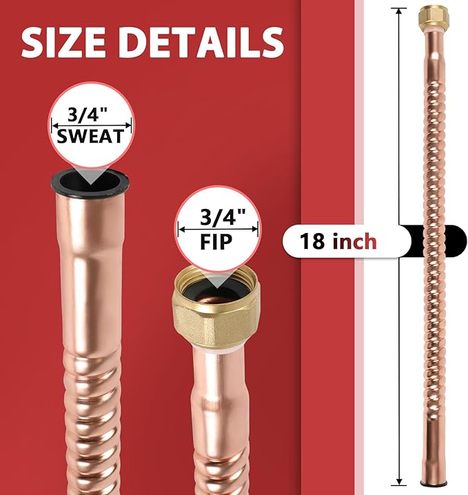 3/4 in. Sweat x 3/4 in. FIP x 24 in. Copper Water Heater Connector