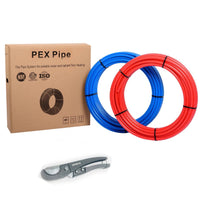 1/2" 200ft, 100ft 2, pex-b pipe, red & blue & cutter