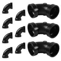10-Pack 3" ABS DWV 90-Degree HUB x HUB Elbow Fittings (1/4 Bend)