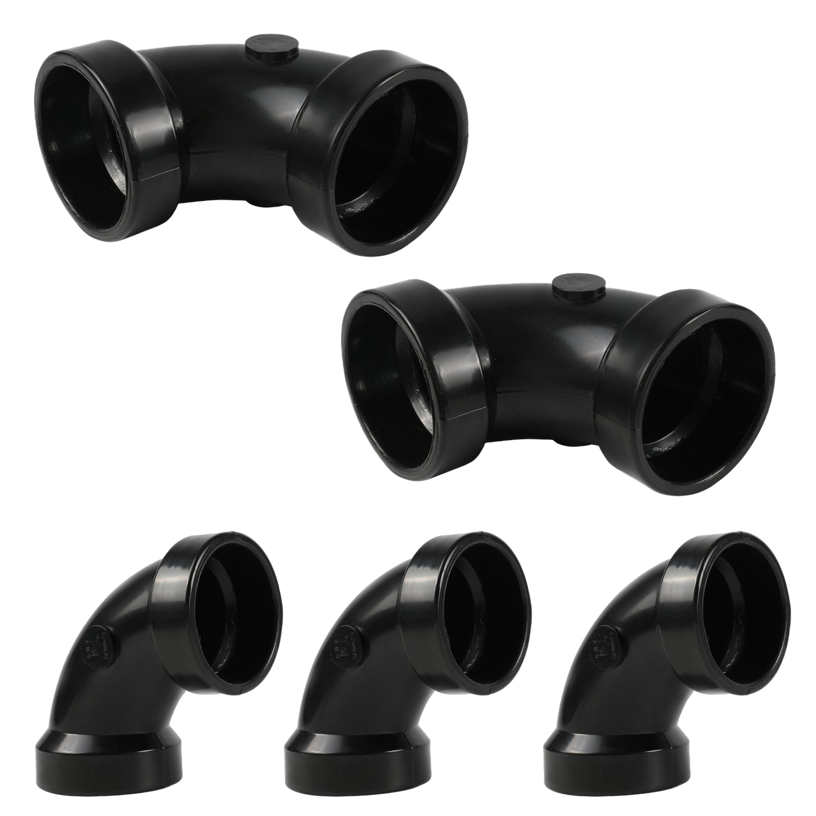 ABS DWV 90-Degree HUB x HUB Elbow Fittings (1/4 Bend) - Pick Size to Add