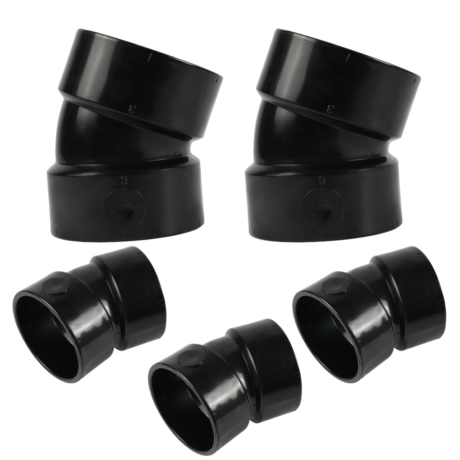 ABS DWV 22.5° HUB x HUB Elbow Fitting (1/16 BEND) - Pick Size to Add