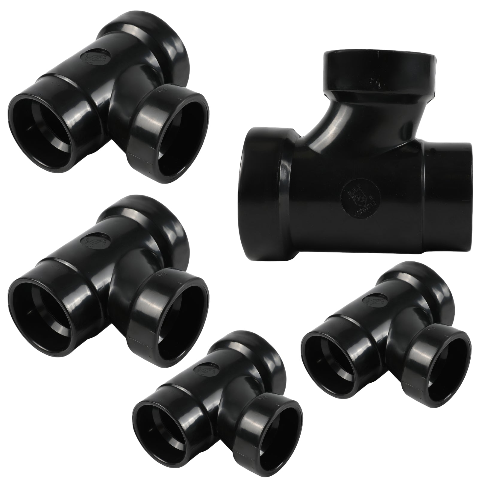 ABS DWV SANITARY TEE, REDUCING (HUB x HUB x HUB) - Pick Size to Add