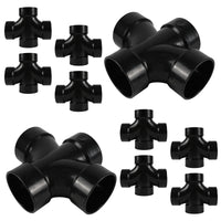 10-Pack 4" x 4" x 4" x 4" ABS DWV ALL HUB DOUBLE SANITARY TEE