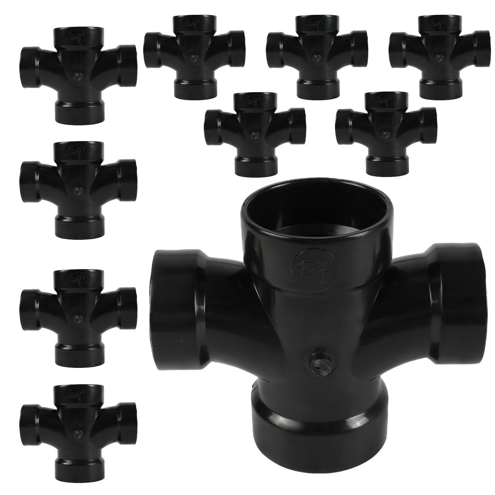 ABS DWV DOUBLE SANITARY REDUCING TEE - Pick Size to Add