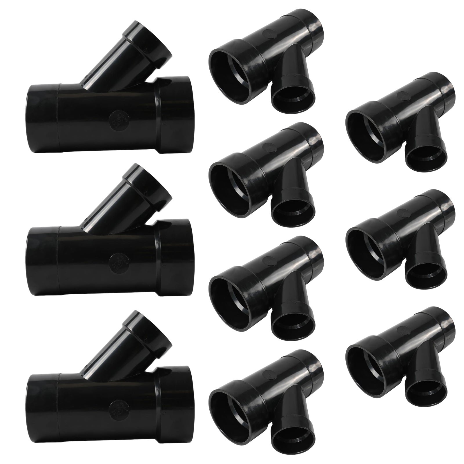 ABS DWV Spigot x HUB x HUB ABS DWV  45° Reducing Street Wye - Pick Size to Add