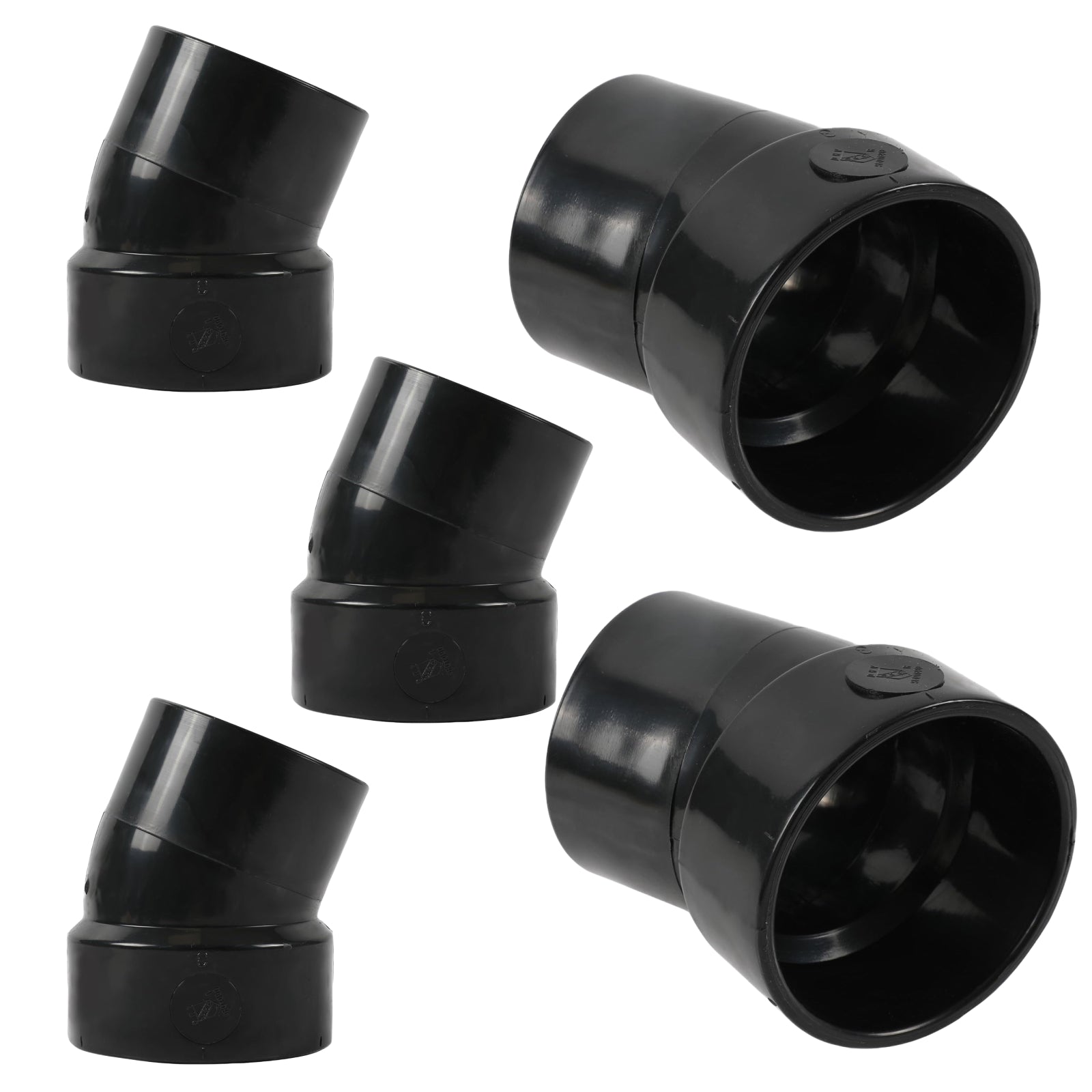 ABS DWV 22.5° HUB x Spigot Street Elbow Fitting (1/16 Bend) - Pick Size to Add