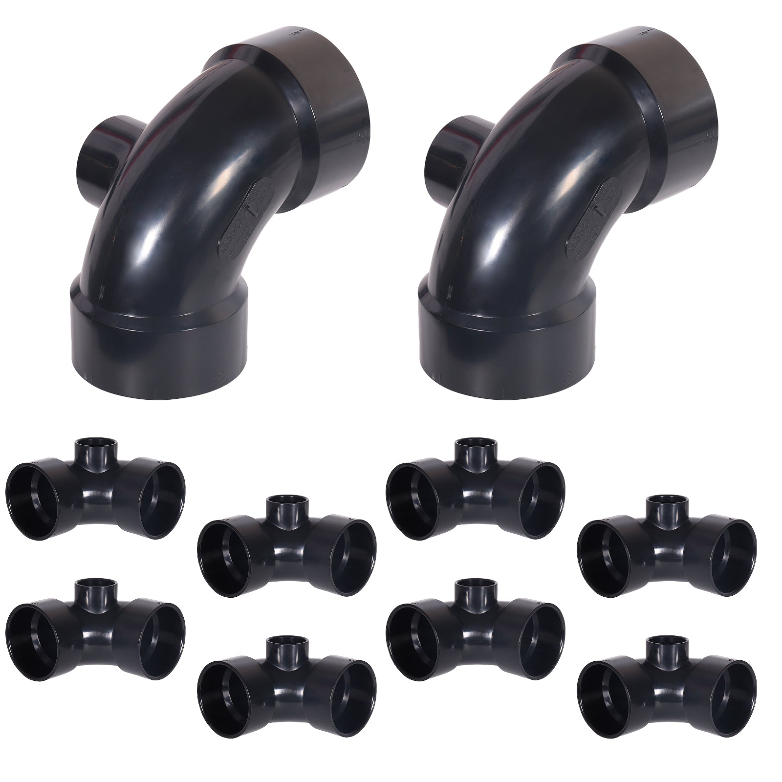 ABS DWV 1/4 Bend Elbows w/Side Inlet - Pick Size to Add