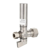 1/4 turn stop straight valve, 1/2" nominal (5/8" od) compression 3/8" od with stainless steel water hammer arrestor chrome plated brass