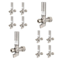 10 pcs 1/4 turn stop straight valve, 1/2" nominal (5/8" od) compression 3/8" od with stainless steel water hammer arrestor chrome plated brass