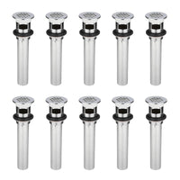 10-Pack Bathroom Sink Overflow Flat Top Grid Drain Assembly, Chrome Plated