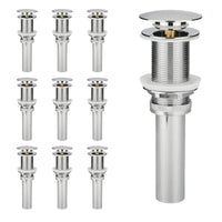 10-Pack Bathroom Sink Overflow Pop Up Drain Assembly w/ Lift Rod, Chrome Plated