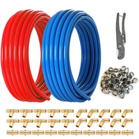 1/2"-2-x100ft,-200ft-pex-b-tubing-(blue-&-red),-1/2"-barb-crimp-brass-fittings-(30-pcs),-cinch-clamps-(100-pcs)