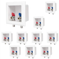 10-Pack 1/2" PEX Expansion (F1960) Inlet, Faucet Outlet Box, with Installed 1/4 Turn Ball Valve