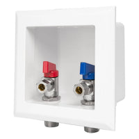 1/2" pex expansion (f1960) inlet, faucet outlet box, with installed 1/4 turn ball valve