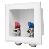 1/2" push fit inlet, faucet outlet box, with installed 1/4 turn ball valve