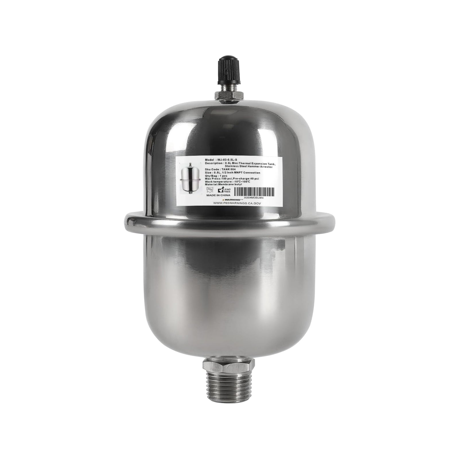 ss mini expansion tank for tankless water heaters/appliance (0.13gal)