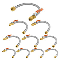 10 pcs 3/4" push fit 3/4" fip, 15" flexible water heater connector hose, with ball valve