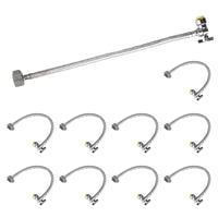 10-Pack 18" 1/2" Push X 7/8" BC Toliet Hose W/H Angle Stop Valve, 1/4-Turn