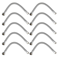 10-Pack 12-inch 3/8" Comp x 1/2" FIP Braided Polymer Faucet Hose