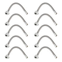 10-Pack 12-inch 3/8" C x 7/8" BC, Braided Polymer Toliet Hose