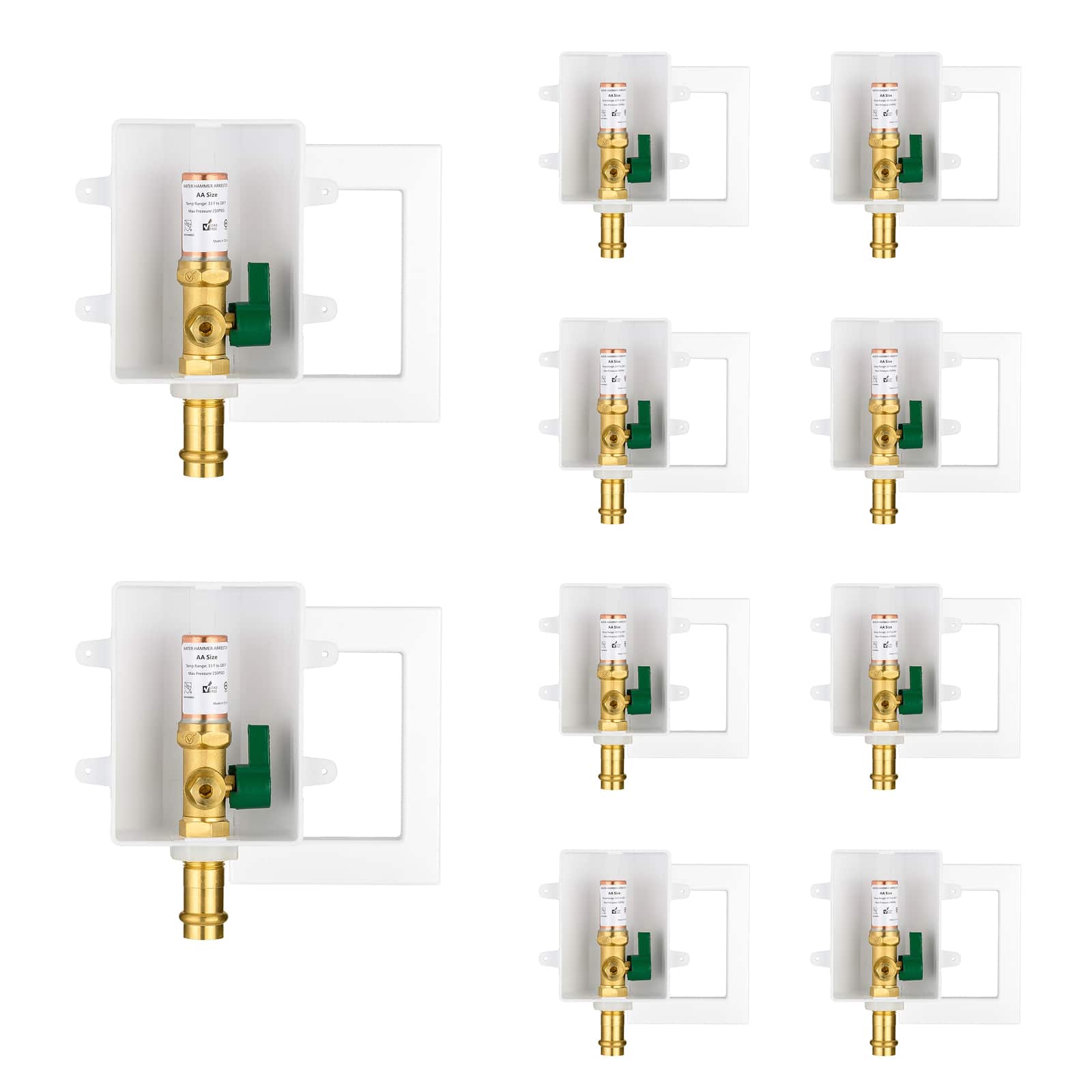 copper press inlet ice maker outlet box with installed turn ball valve 9
