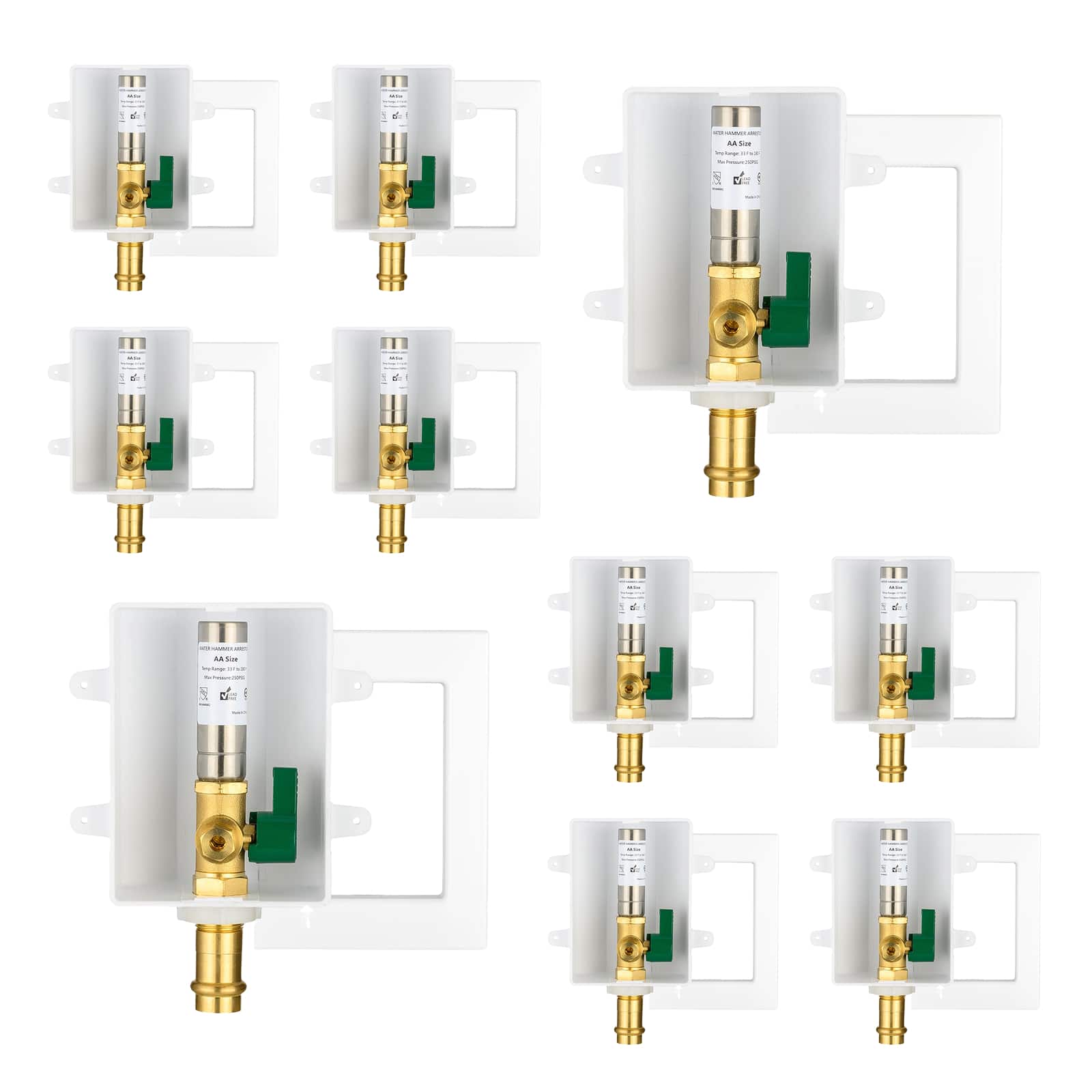 copper press inlet ice maker outlet box with installed turn ball valve 13