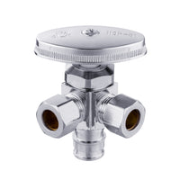1/2" pex-a expansion (f1960) inlet 3/8" odx 3/8" od compr. dual angle stop valve, multi turn (lead free)