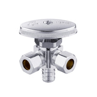 1/2" pex crimp 3/8" odx 3/8" od compr. dual angle stop valve, multi turn (lead free)