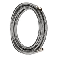 5ft ice maker hose, with 1/4" comp by 1/4" comp connection, stainless steel braided hose