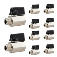 10 pcs mini ball valve, 1/4" male npt 1/4" female npt thread (lead free)