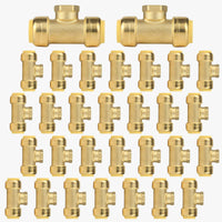 30-Pack 3/4" Push Fit x 3/4" Push Fit x 1/2" FNPT Tee