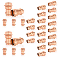 30-Pack 1" x 3/4" Copper Press x Press Coupling NO Stop (Lead Free)