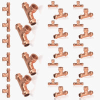 30-Pack 1" x 1" x 3/4" Press x Press x Female Thread Copper Tee (Lead Free)