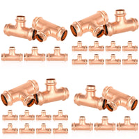 30-Pack 1/2" x 1/2" x 3/4" Copper Press Tee