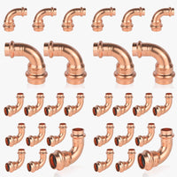 30-Pack 3/4" x 1/2" Press Copper 90° Elbow (Lead Free)