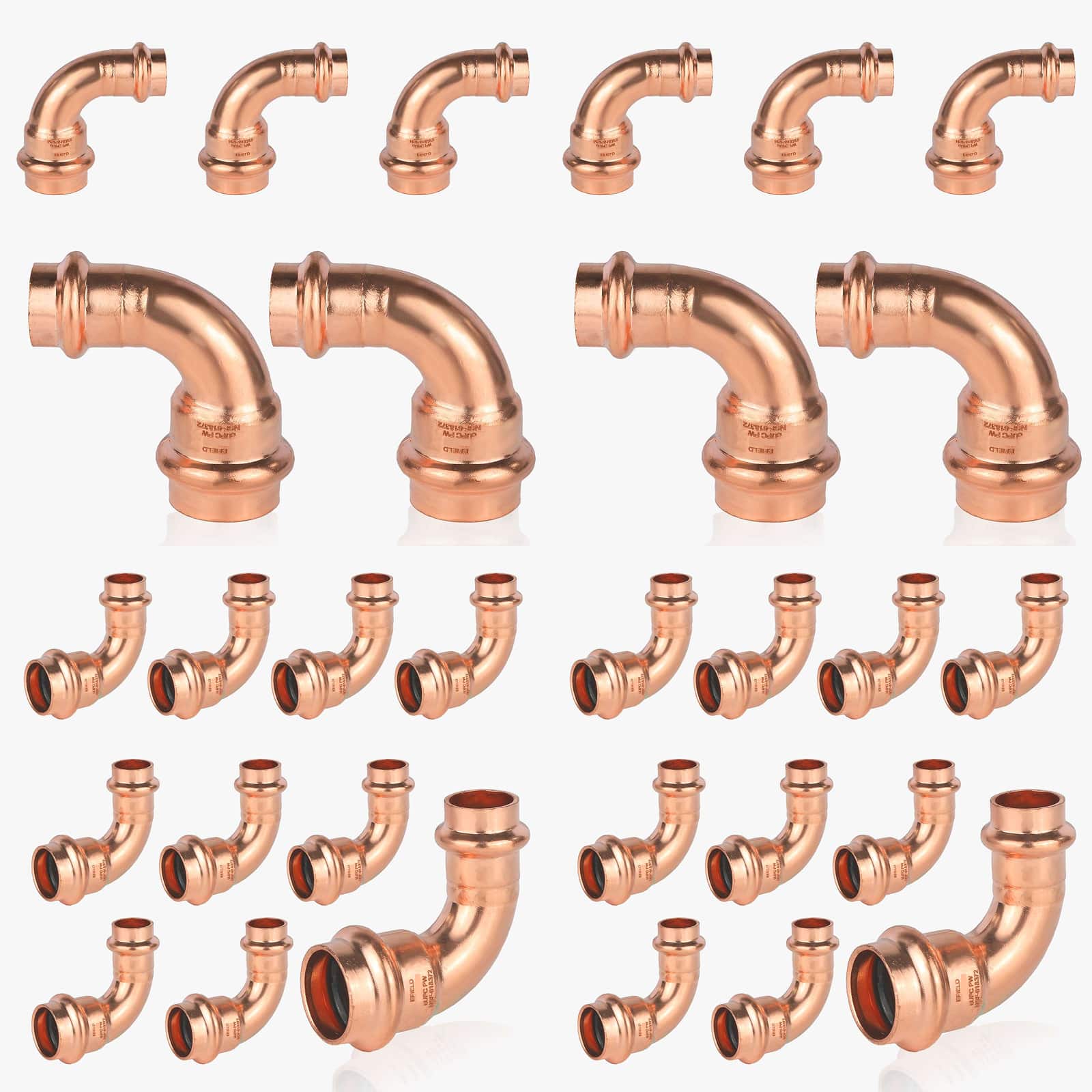 press copper 90 reducing elbow lead free 11