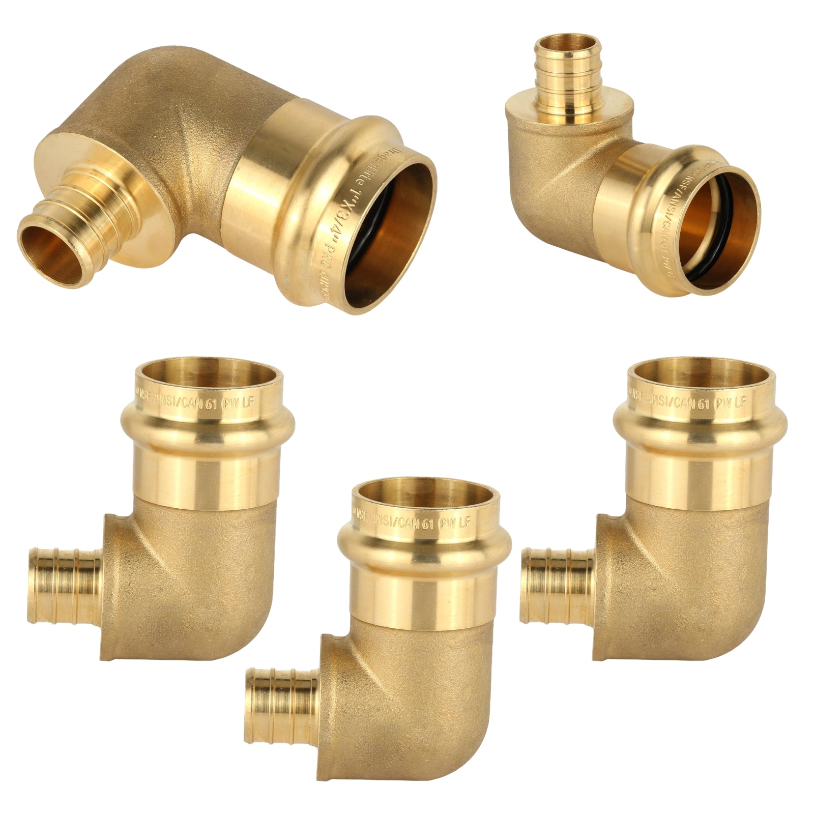 Press x PEX Crimp Brass Elbow (Lead Free) - Pick Size to Add