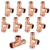 10-Pack 1-1/2" x 1" x 1-1/2" Copper Press Tee