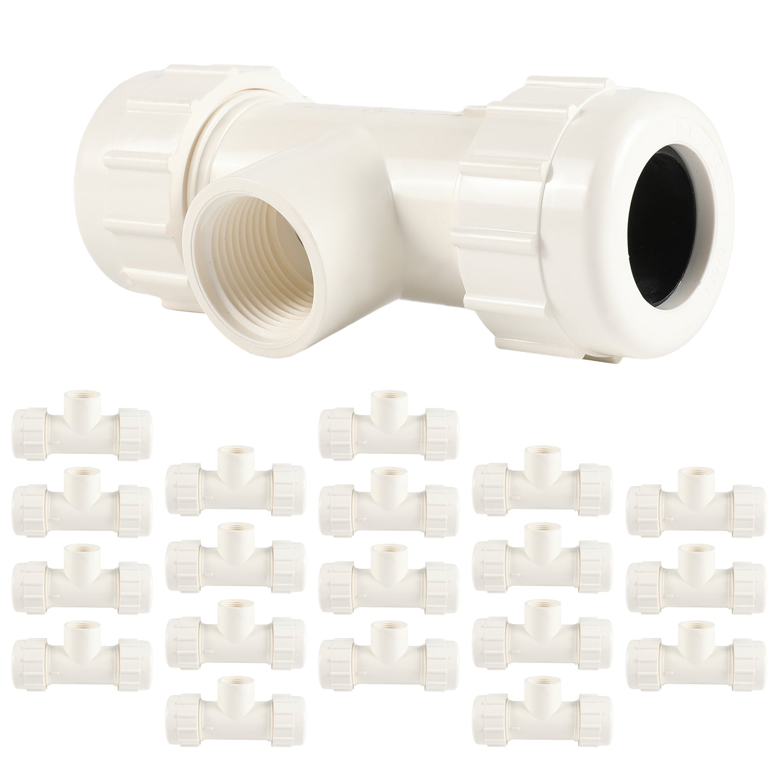 PVC SCH 40 Compression Tee (GASKET x GASKET x FIPT) - Pick Size to Add
