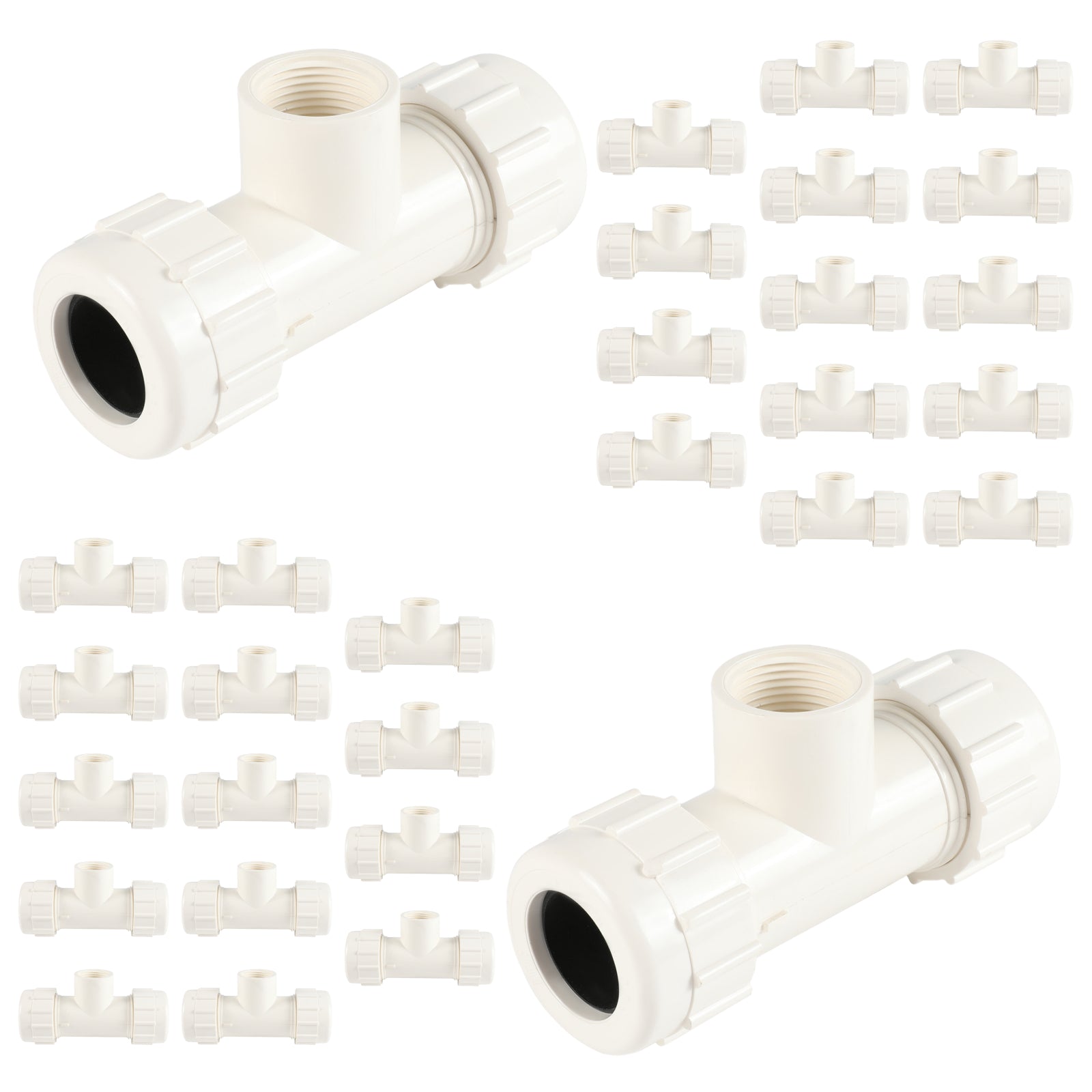 PVC SCH 40 Compression Tee (GASKET x GASKET x FIPT) - Pick Size to Add