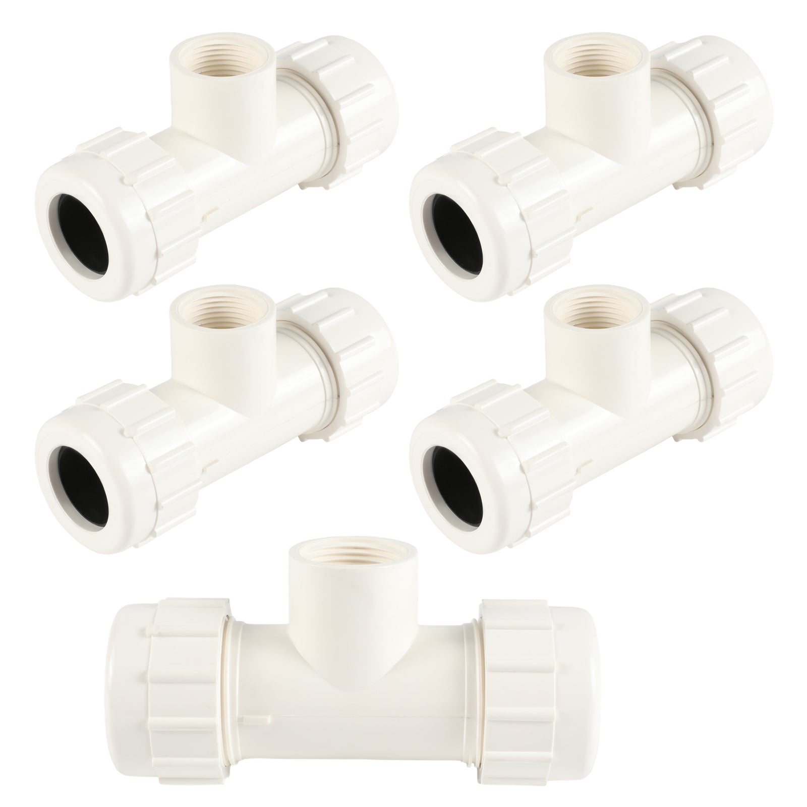 PVC SCH 40 Compression Tee (GASKET x GASKET x FIPT) - Pick Size to Add