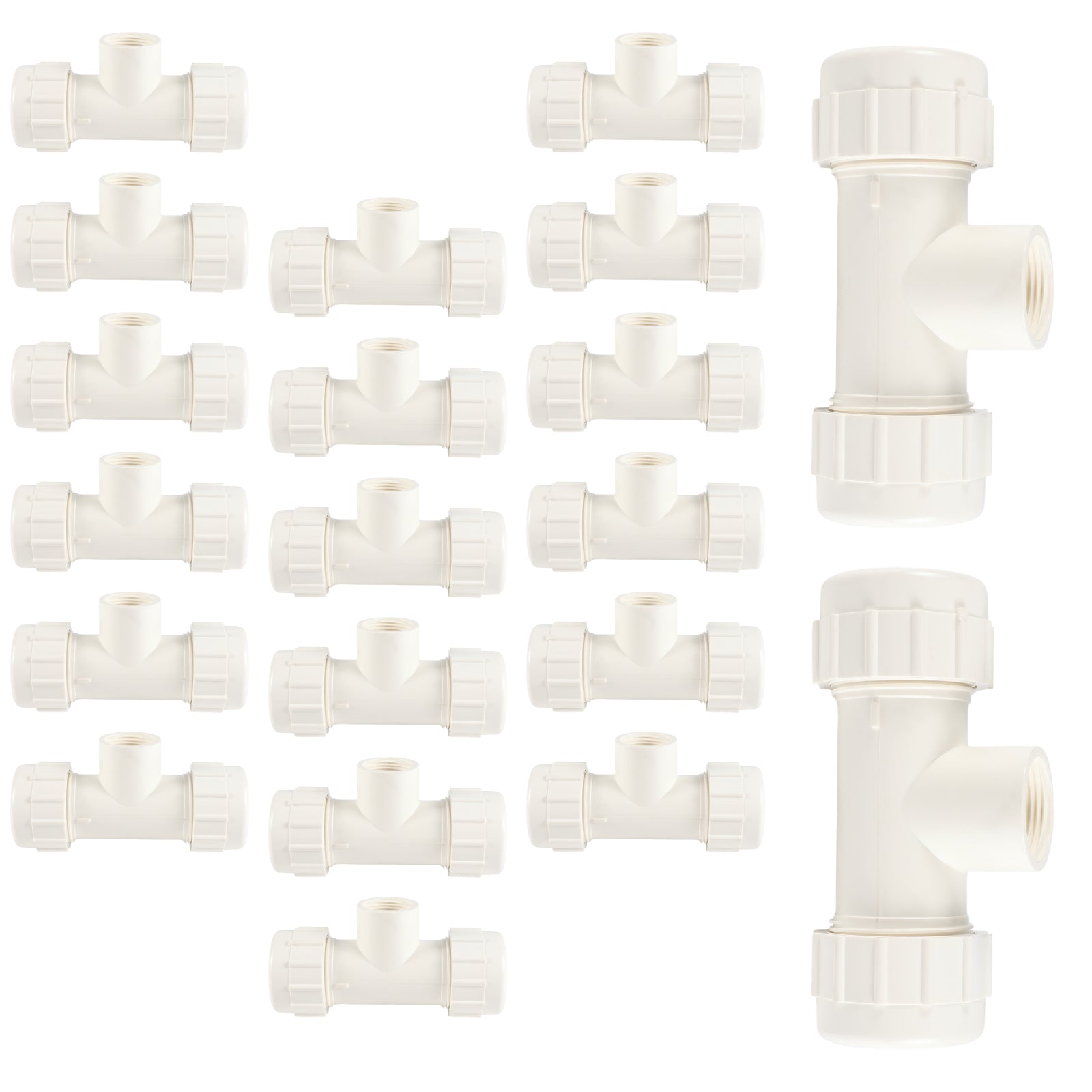 PVC SCH 40 Reducing Compression Tee (GASKET x GASKET x FIPT) - Pick Size to Add