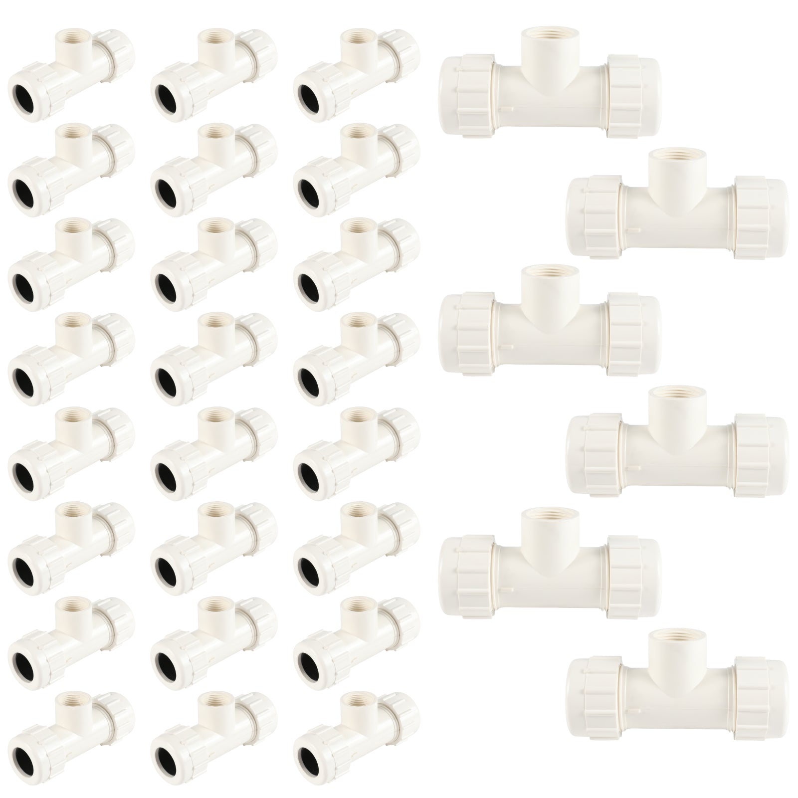 PVC SCH 40 Reducing Compression Tee (GASKET x GASKET x FIPT) - Pick Size to Add