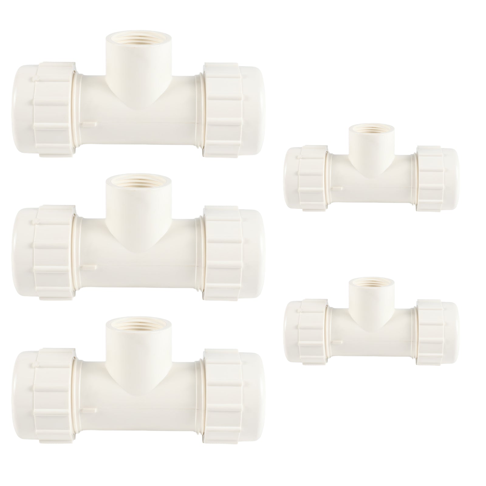 PVC SCH 40 Reducing Compression Tee (GASKET x GASKET x FIPT) - Pick Size to Add